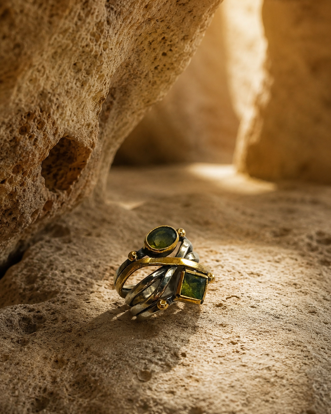 Bronze Detailed 925 Sterling Silver Ring with Zultanite Stones — sterling-silver-zultanite-ring-cappadocia-3