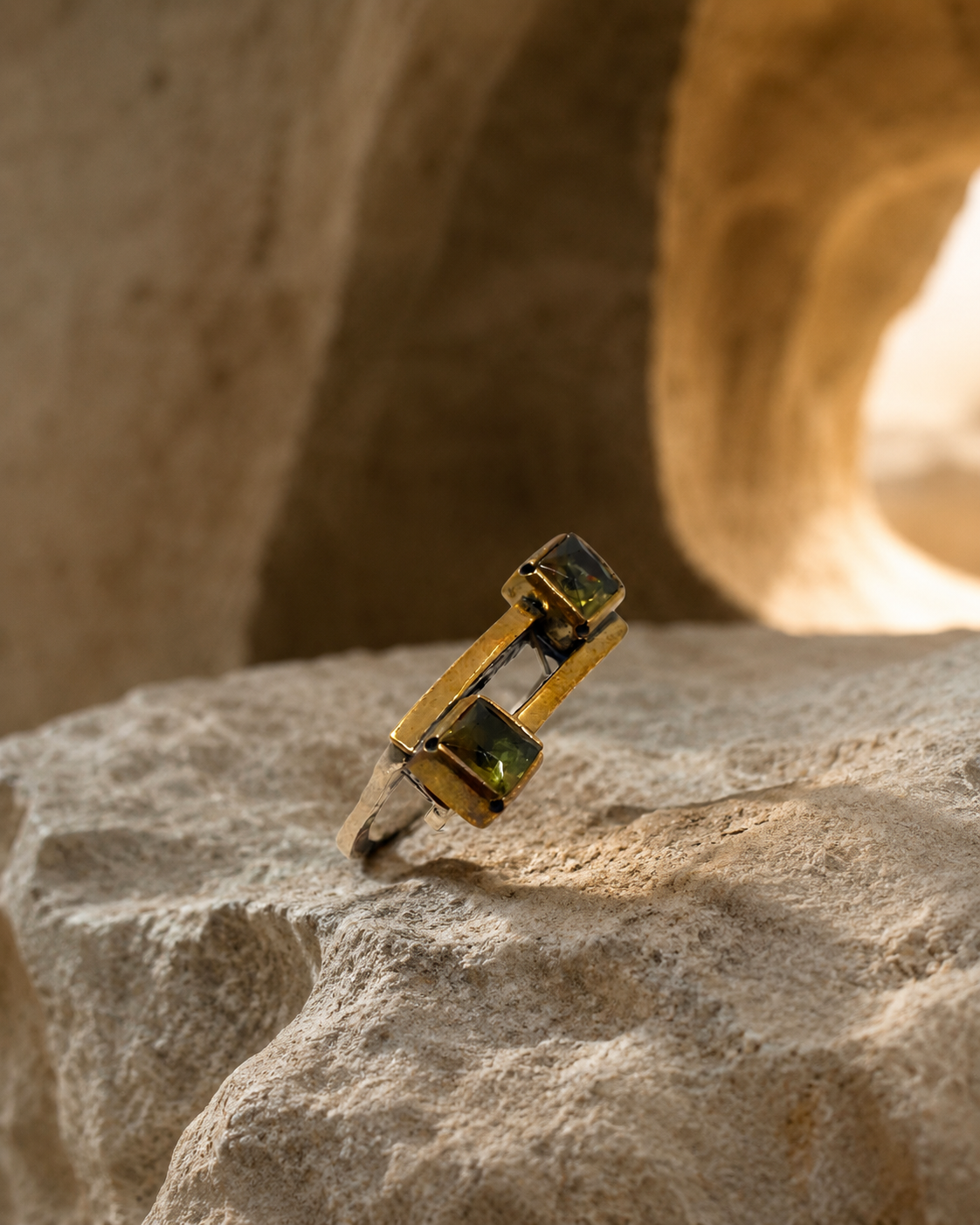 Double Zultanite Stone 925 Sterling Silver Bar Ring — sterling-silver-zultanite-ring-cappadıcai-style-2