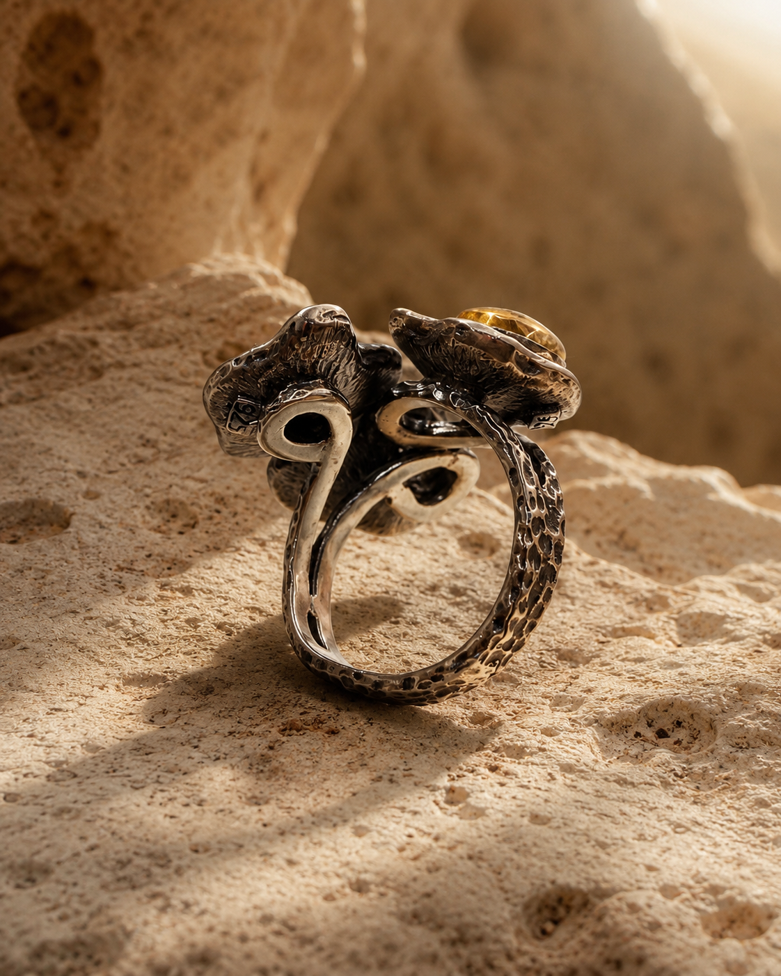 Floral Trio 925 Sterling Silver Ring with Zultanite Stones — sterling-silver-zultanit-ring-cappadocia-2