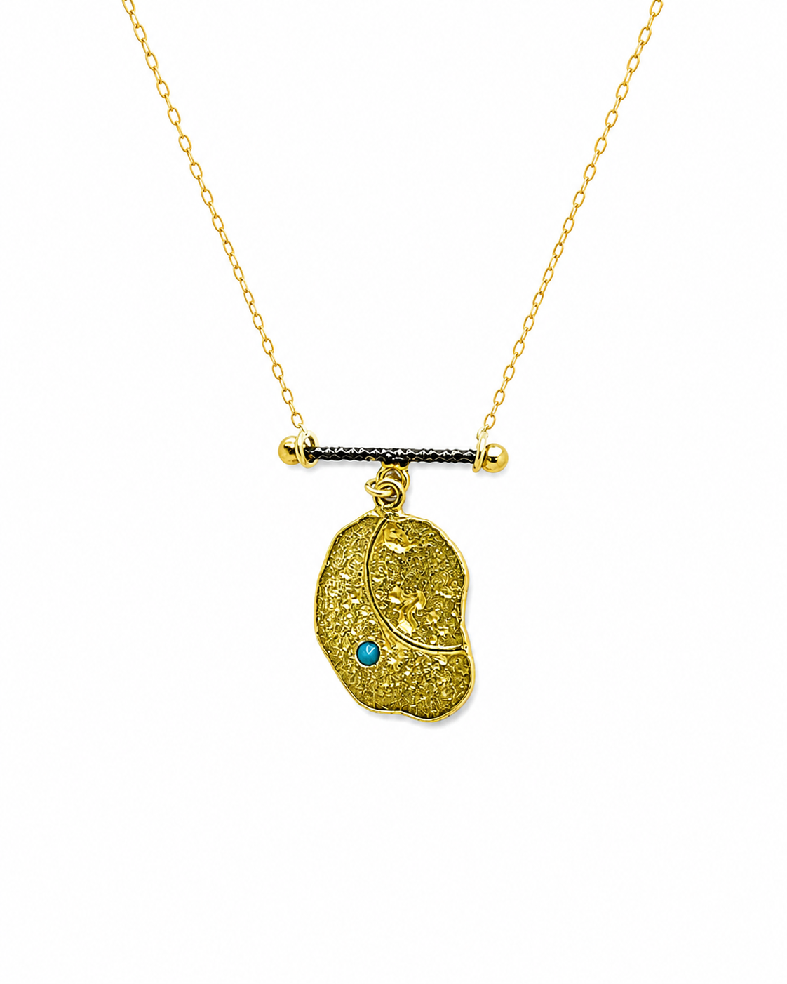 Turquoise Detail Gold Plated Silver Pendant Necklace — sterling-silver-gold-plated-necklace-2