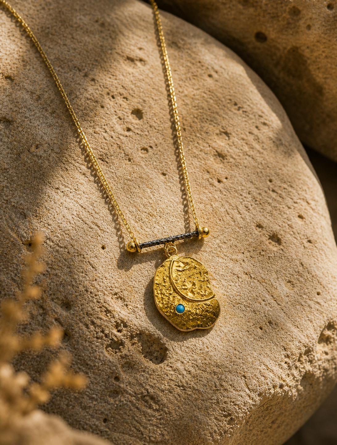 Turquoise Detail Gold Plated Silver Pendant Necklace — sterling-silver-gold-plated-necklace-4