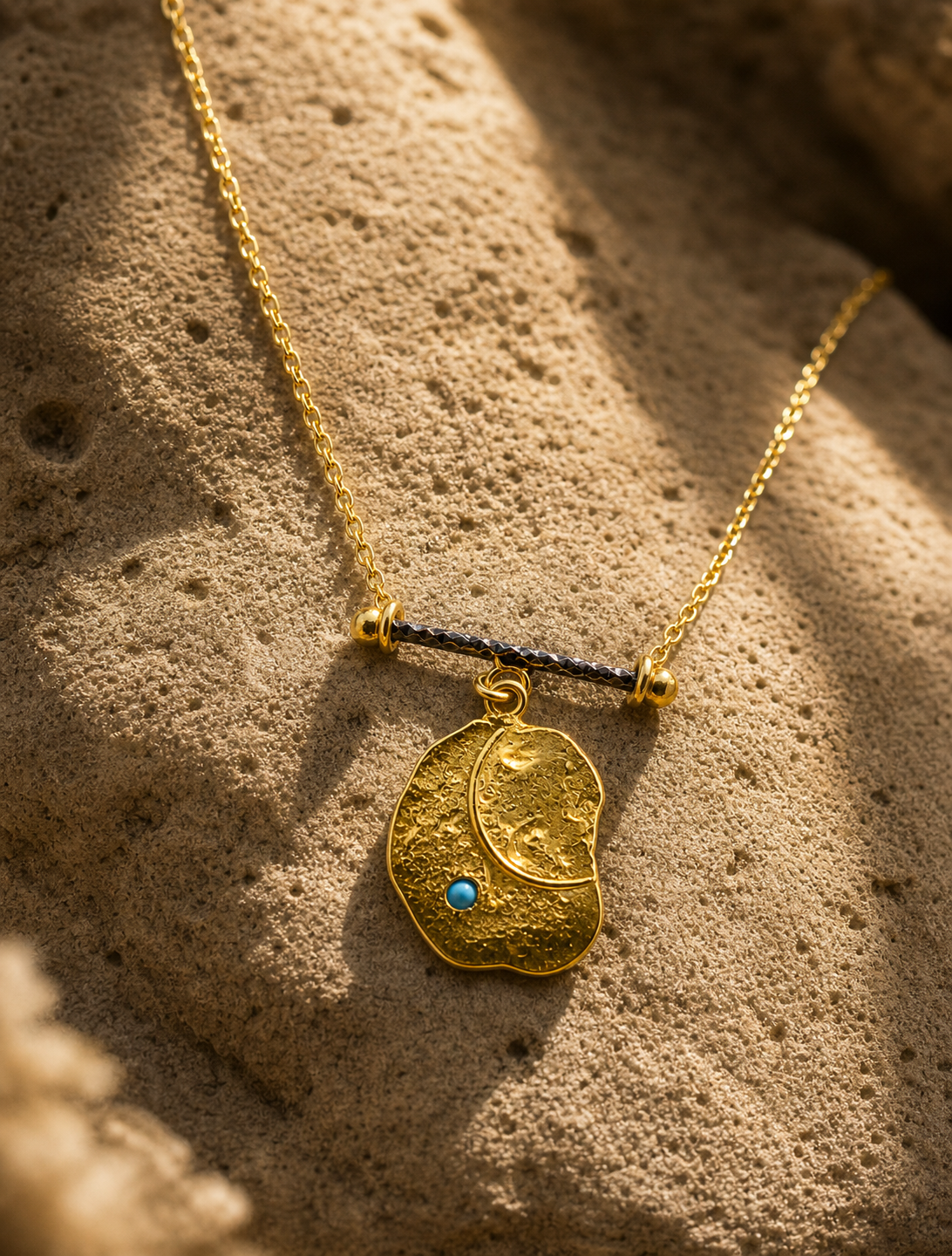 Turquoise Detail Gold Plated Silver Pendant Necklace — sterling-silver-gold-plated-necklace-5