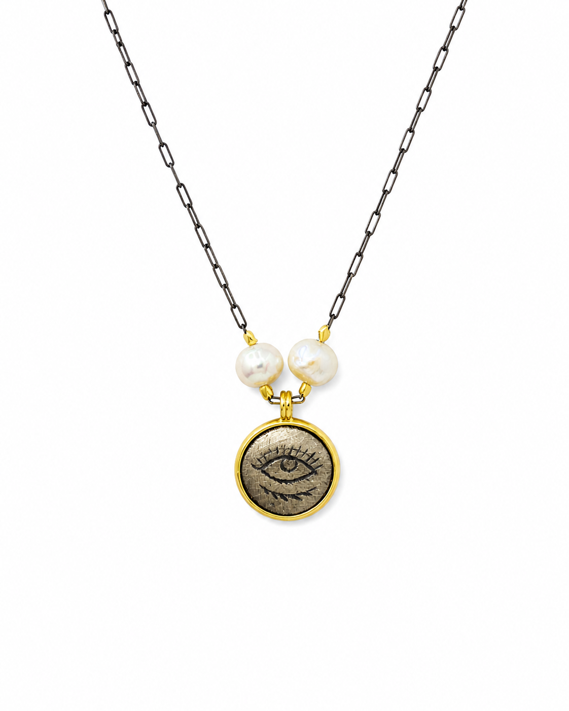 Pearl Detailed Silver Eye Pendant Necklace — sterling-silver-gold-plated-necklace-2