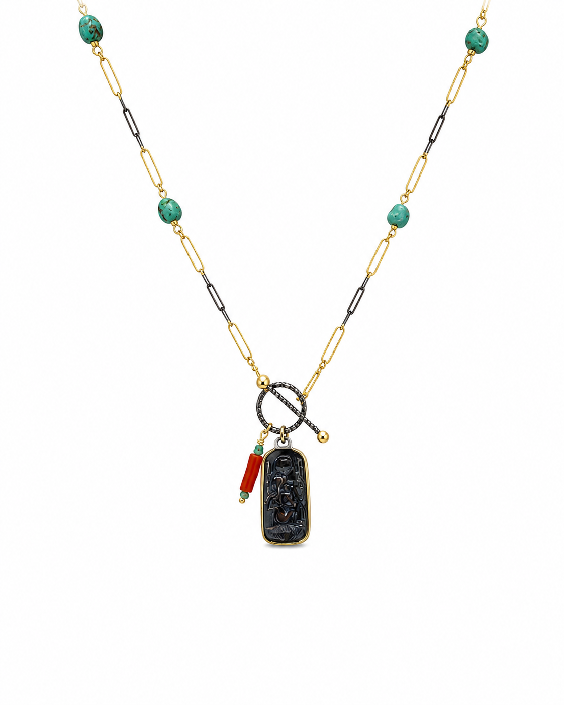 Egyptian Goddess Motif Necklace — sterling-silver-gold-plated-necklace-2