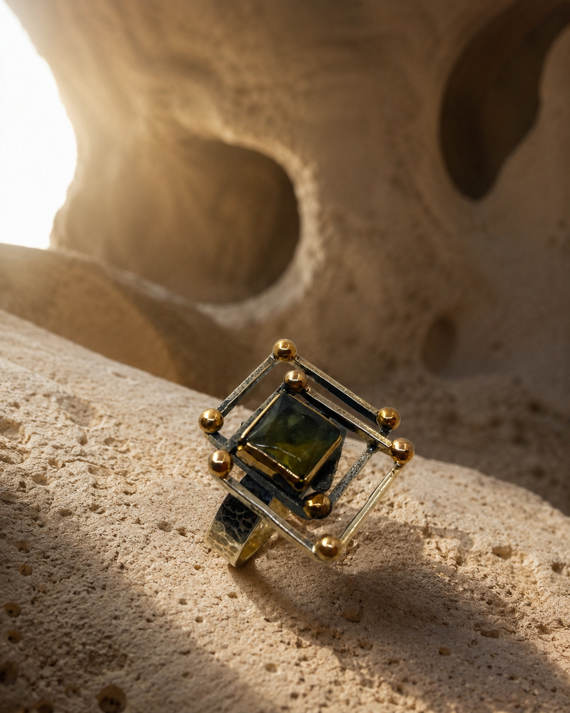 925 Sterling Silver Ring with Zultanite Stone and Bronze Details — sterling-silver-zultanite-ring-cappadocia-style-2
