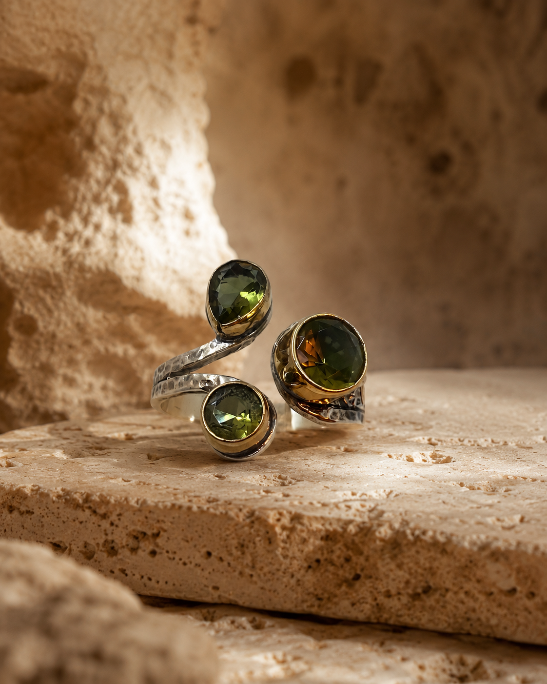 Triple Zultanite Stone 925 Sterling Silver Wrap Ring — Rings — Görsel 1