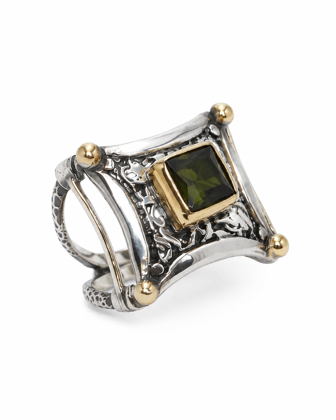 Ornate 925 Sterling Silver Ring with Zultanite Stone and Bronze Details — sterling-silver-zultanit-ring-e-commorce