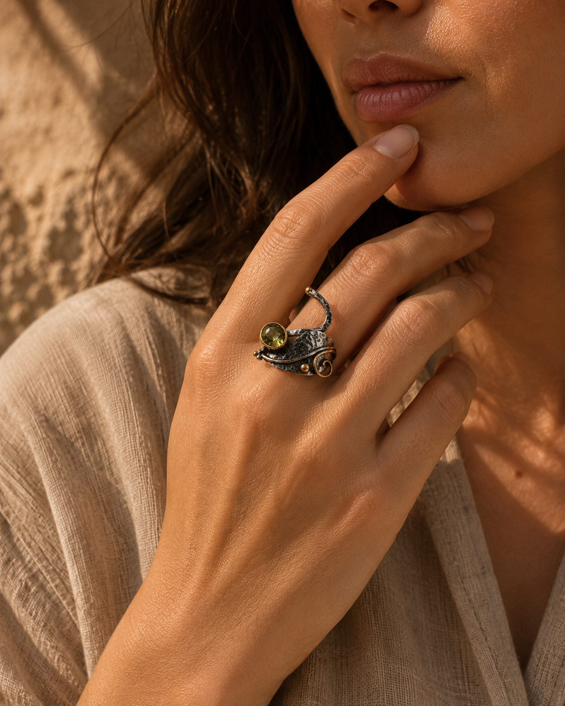 Flow Form 925 Sterling Silver Ring with Round Zultanite Stone — sterling-silver-zultanit-ring-e-commorce