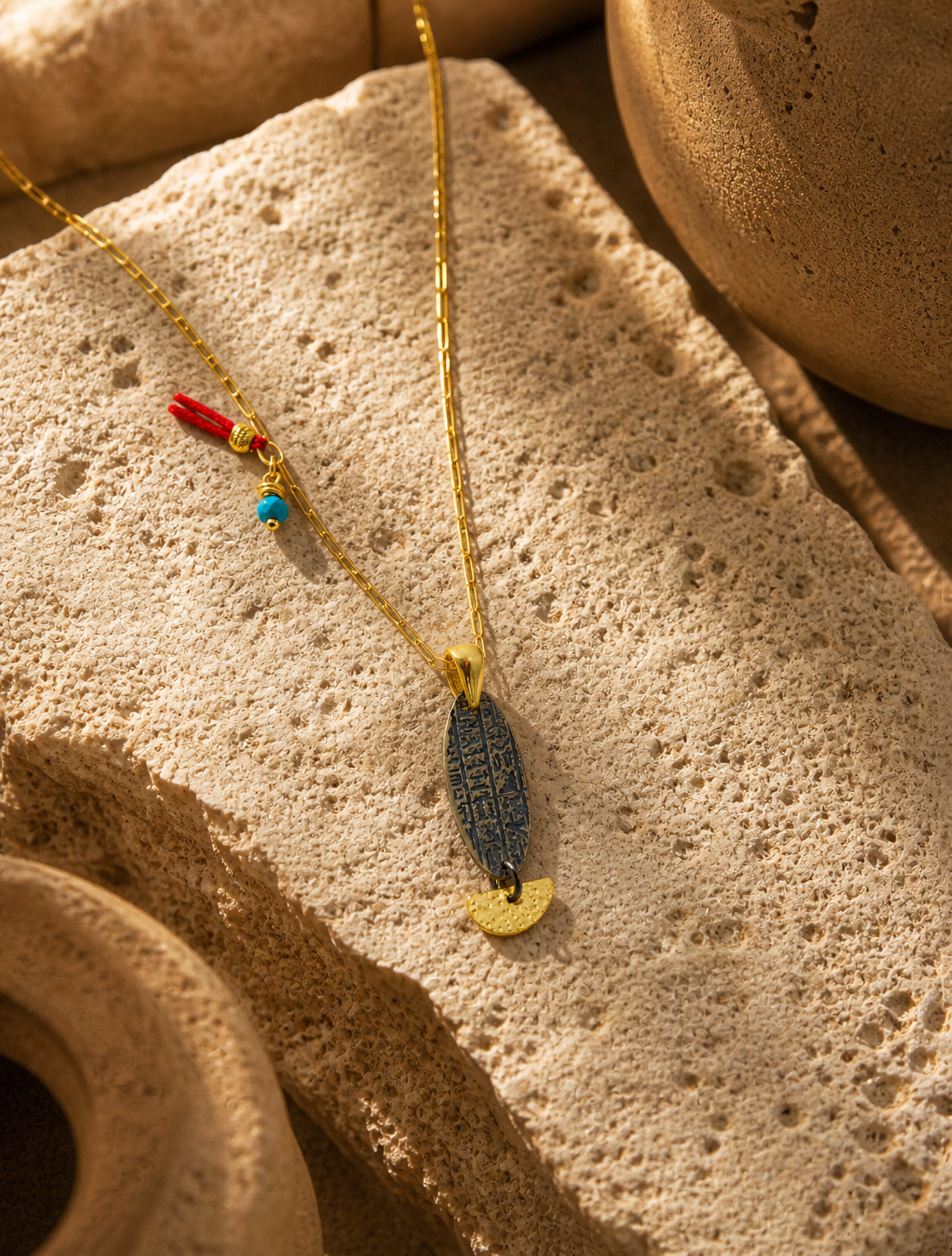 Ancient Symbol Fish Pendant Necklace with Pearl Detail — sterling-silver-gold-plated-necklace-6