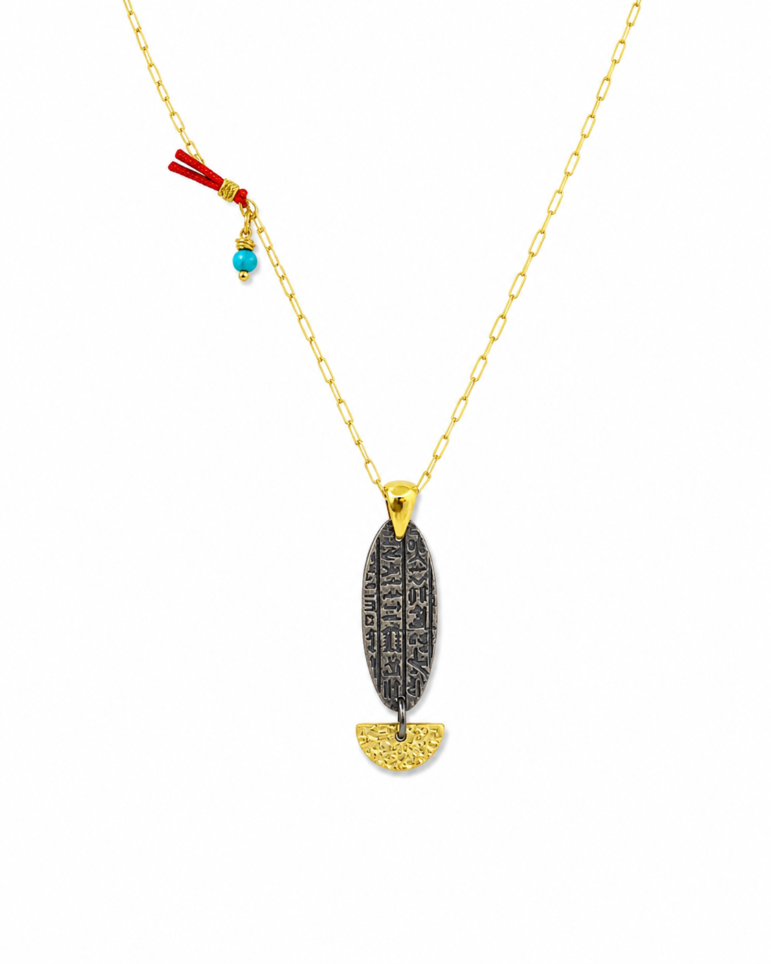 Ancient Symbol Fish Pendant Necklace with Pearl Detail — sterling-silver-gold-plated-necklace-2
