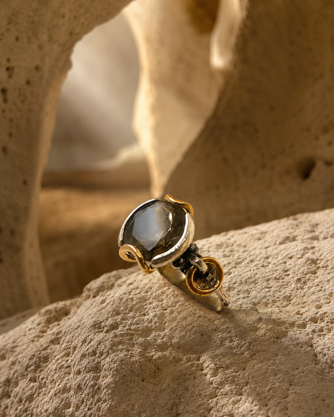 Oval Zultanite Stone 925 Sterling Silver Ring with Bronze Details — sterling-silver-zultanite-ring-cappadocia