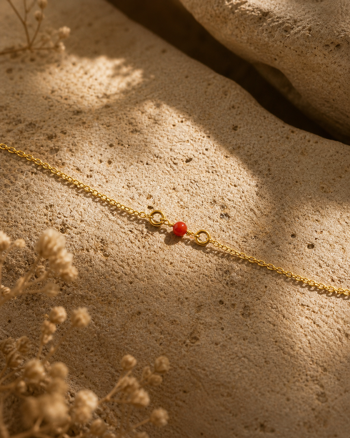 Mother-of-Pearl Effect Necklace with Red Stone Detail — ChatGPT Image 4 May 2026 22_39_39