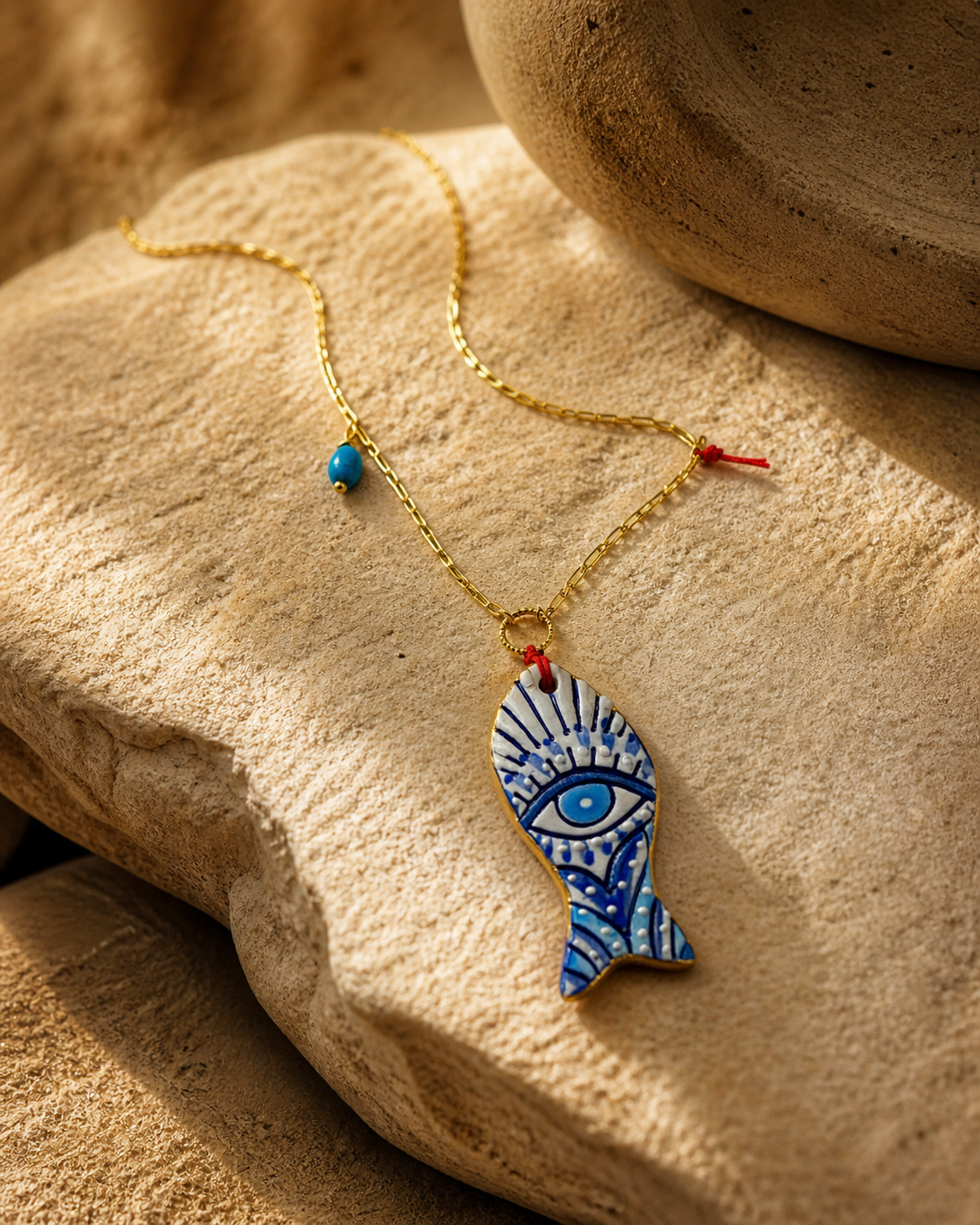 Blue Eye Ceramic Fish Pendant Necklace — fish-ceramic-necklace-2