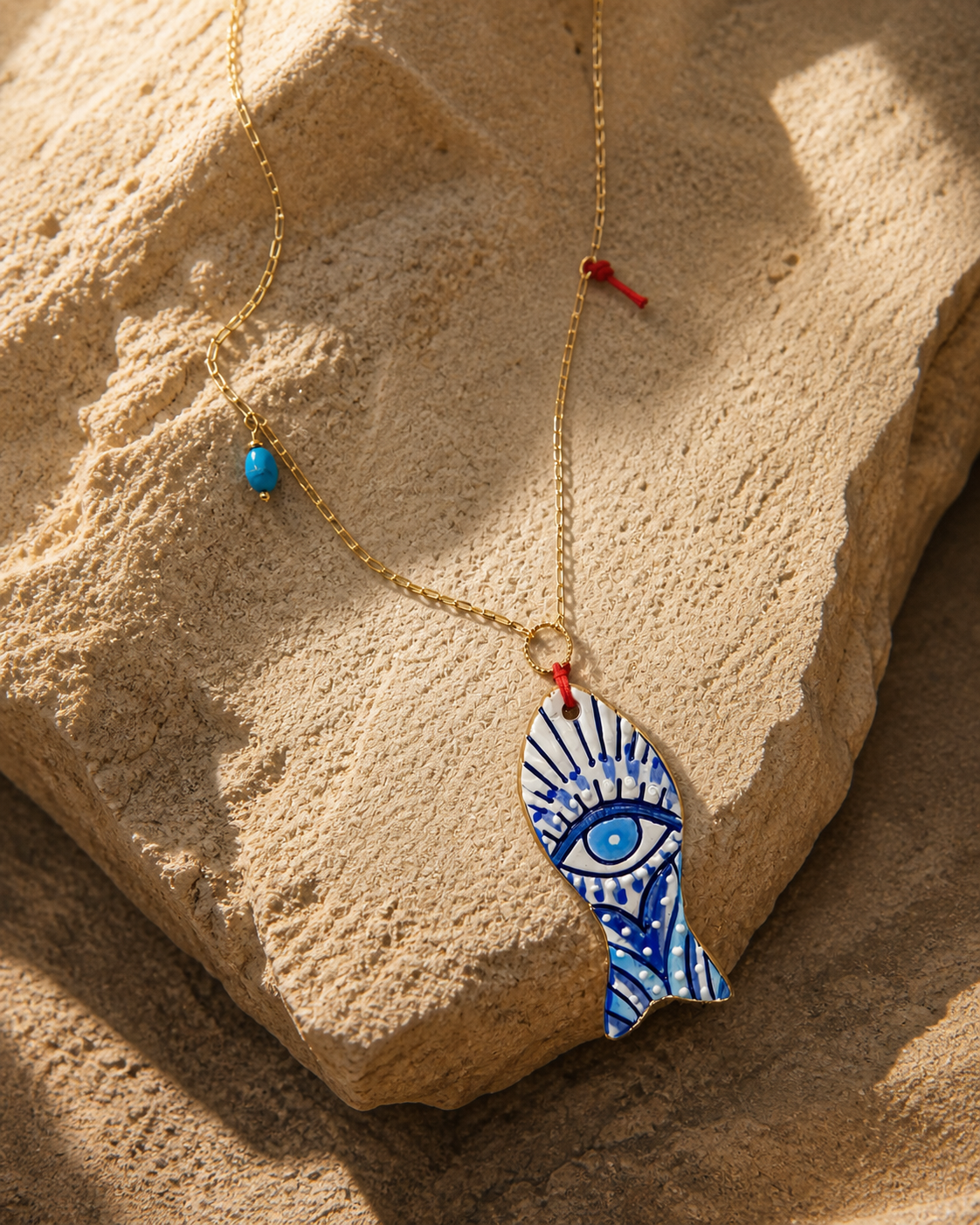 Blue Eye Ceramic Fish Pendant Necklace — fish-ceramic-necklace