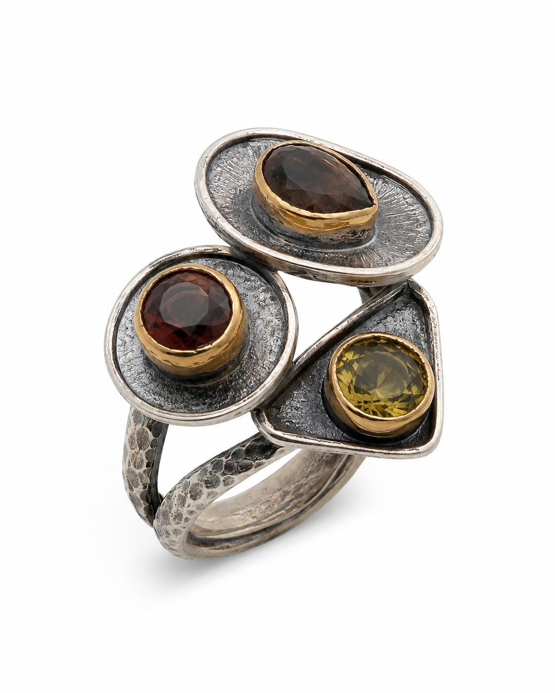 Asymmetric Trio 925 Sterling Silver Ring with Zultanite Stones — sterling-silver-zultanite-ring-e-commorce