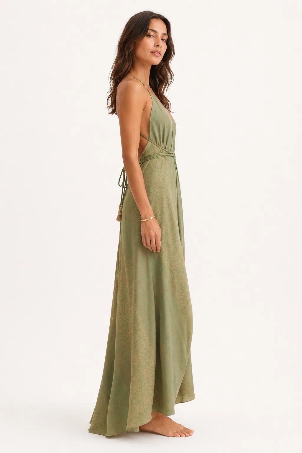 Sapheen sage silk maxi dress side profile