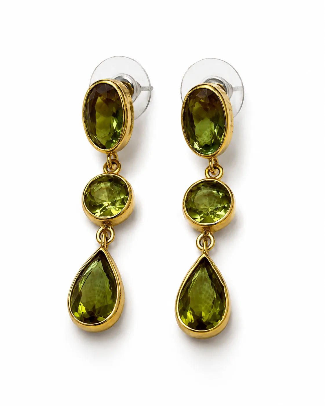 Gold plated sterling silver zultanite drop earrings with faceted multi-stone design
