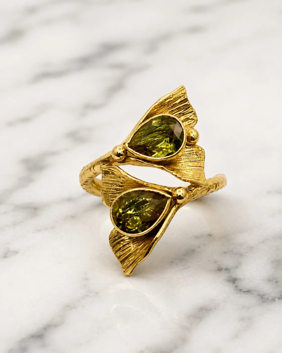 Gold Plated Sterling Silver Zultanite Leaf Ring