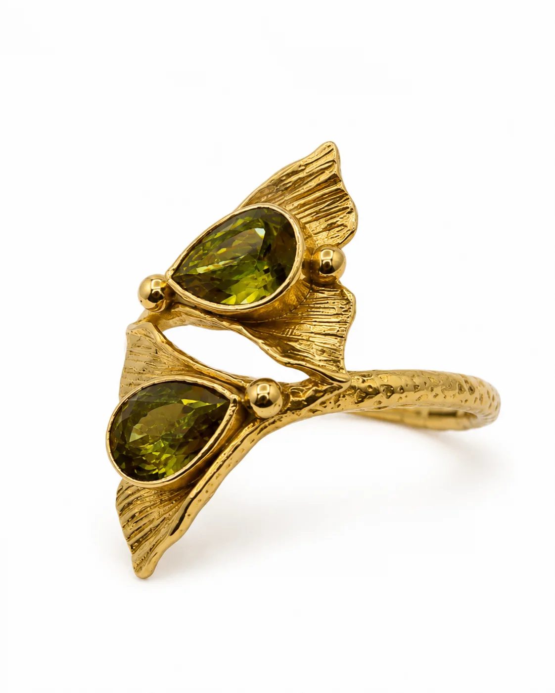 Gold Plated Sterling Silver Zultanite Leaf Ring