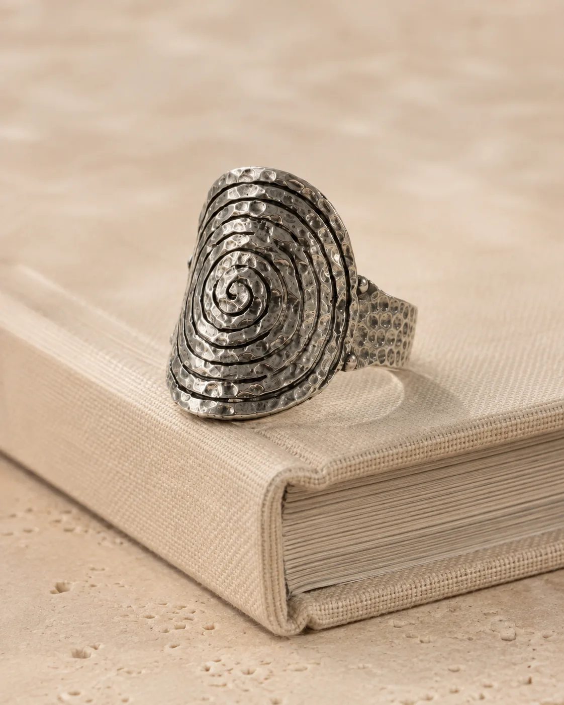 Carved Spiral Oval Silver Ring | Sapheen — Rings — Image 1