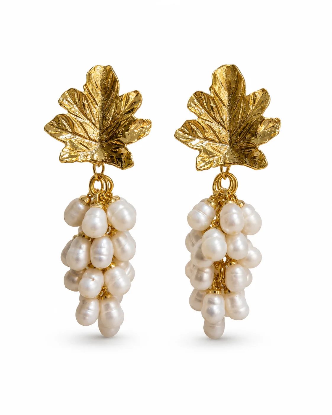 Pearl Cluster Brass Earrings — Earrings — Image 1