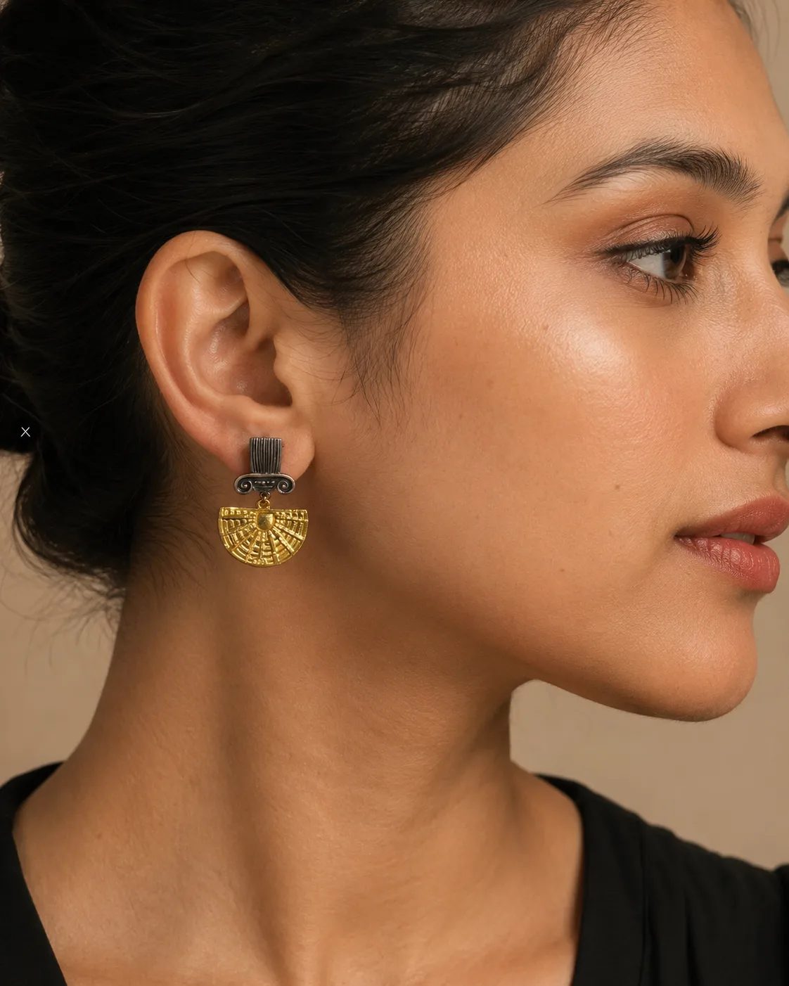 Egyptian Fan Sterling Silver Gold Plated Drop Earrings