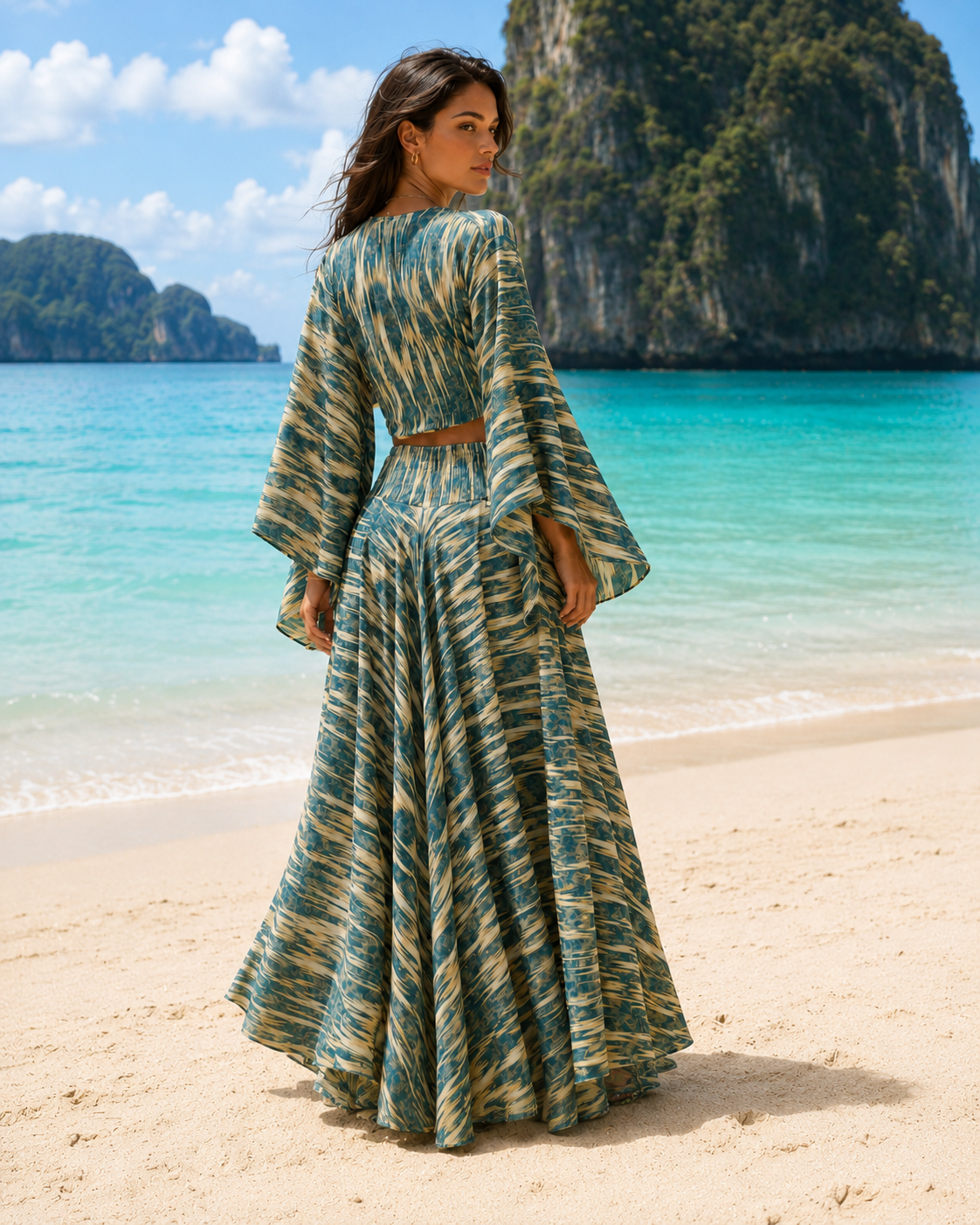 Artemis Blue Silk Two-Piece Resort Set — artemis-blue-4