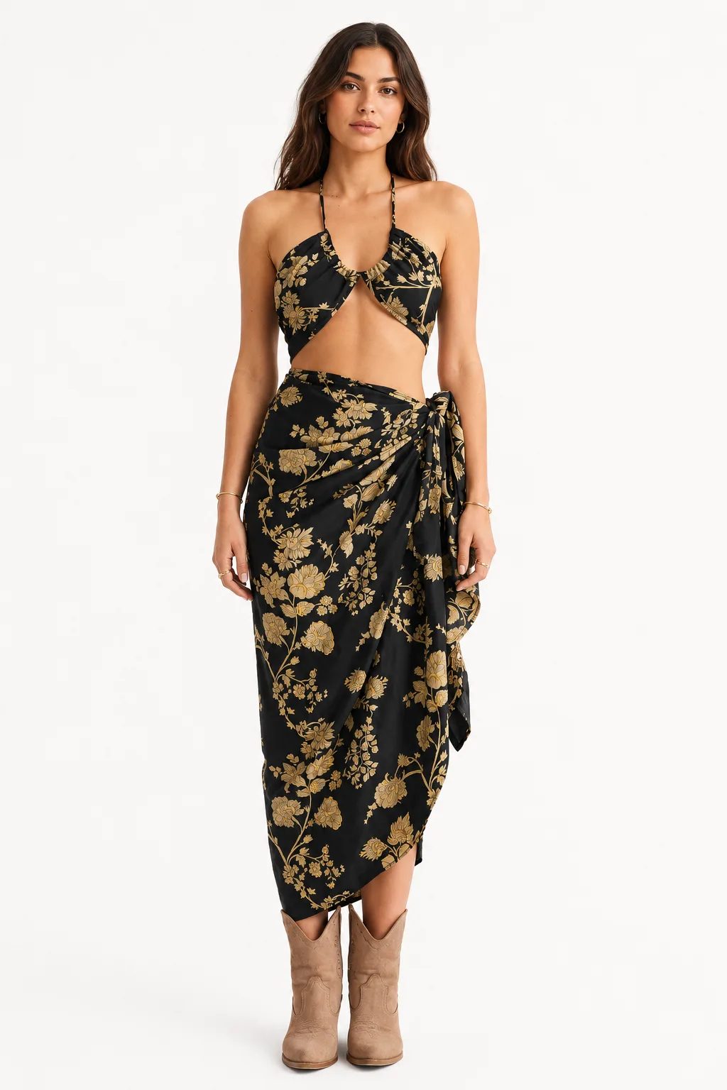 Noir Jardin Silk Two-Piece Set — rita-pita-collection