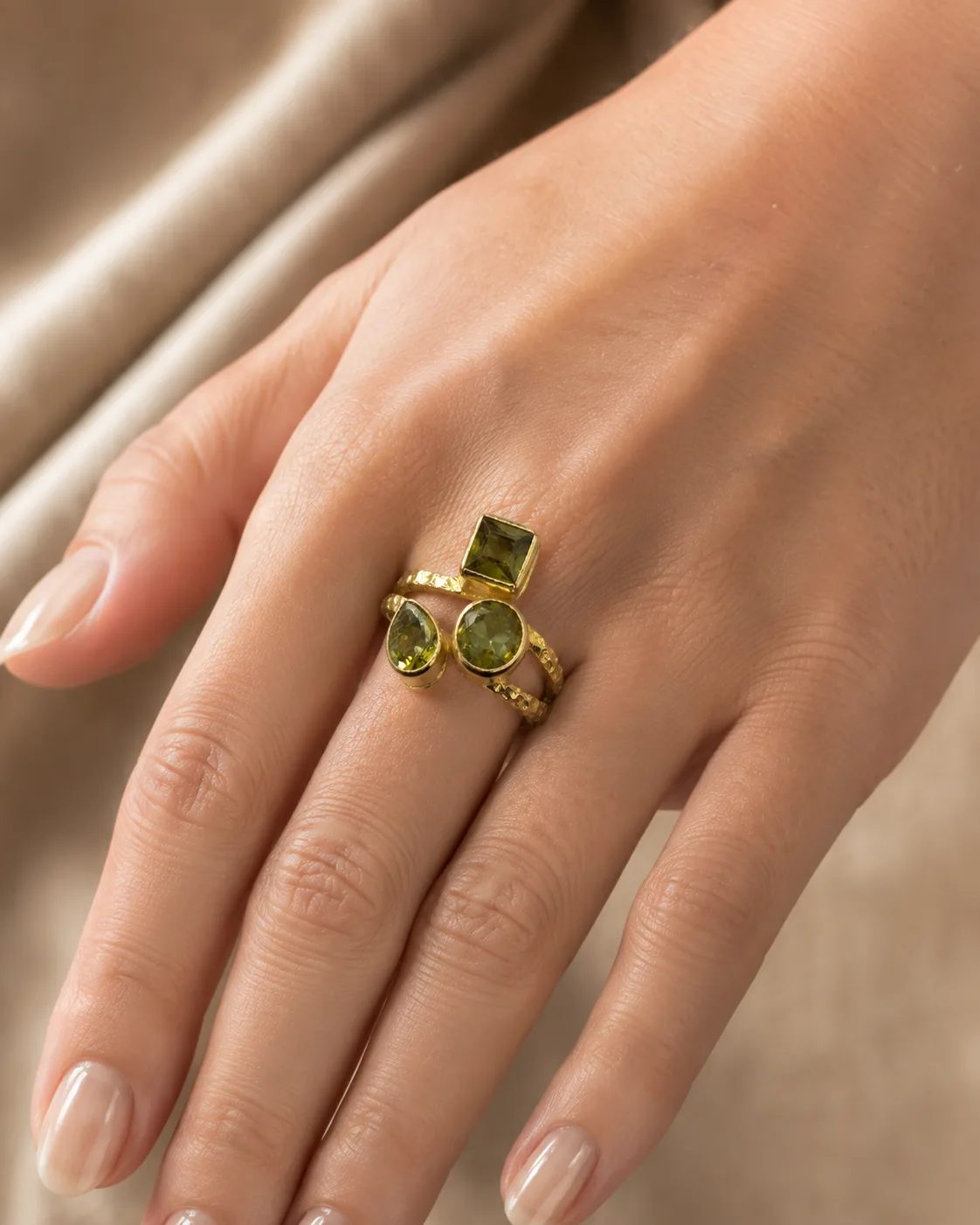 Gold Plated Sterling Silver Zultanite Three Stone Ring