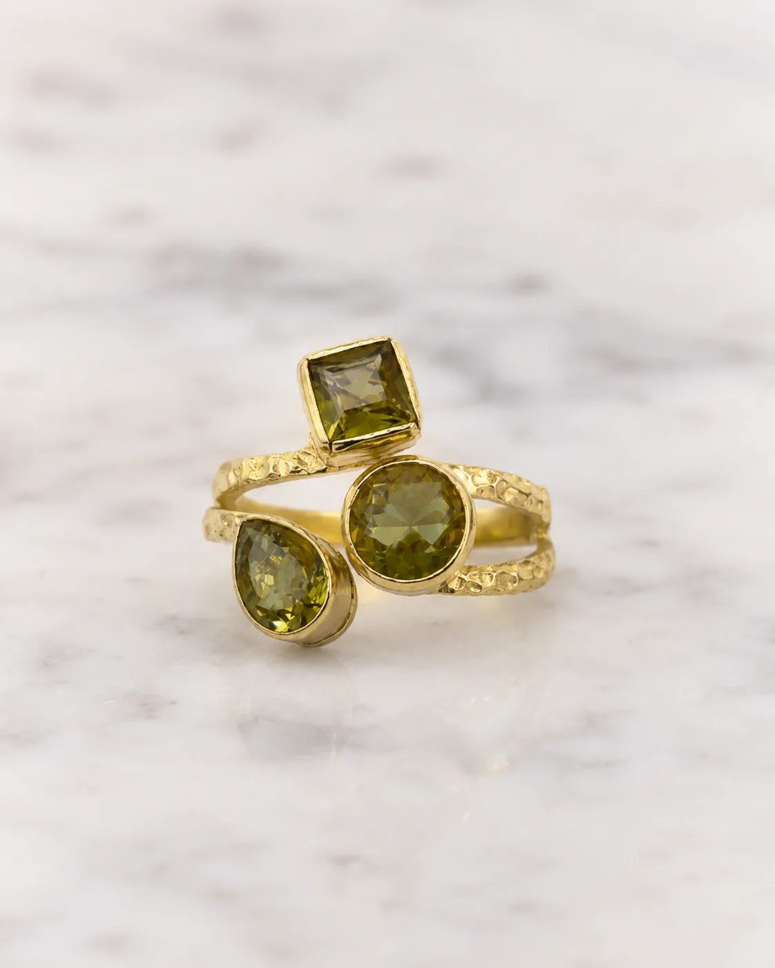 Gold Plated Sterling Silver Zultanite Three Stone Ring